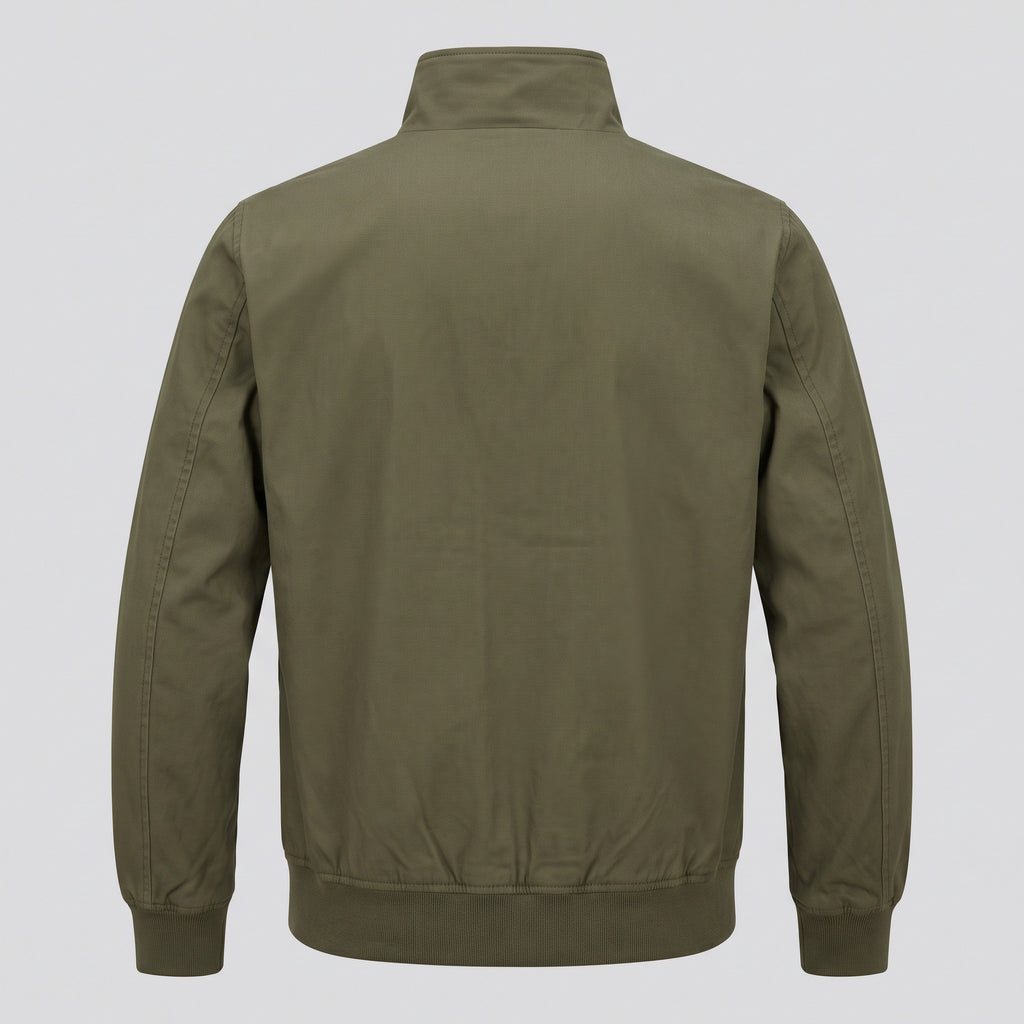 Blouson Harrington, vert olive, vue de dos — HARLOW & PINE