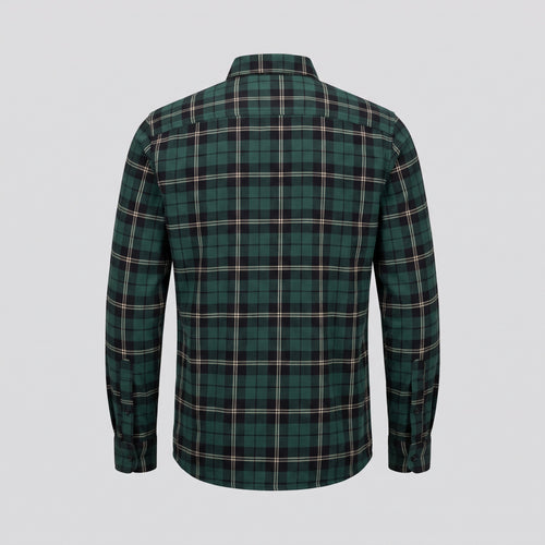 Chemise en flanelle à carreaux, vert sapin, vue de dos — HARLOW & PINE