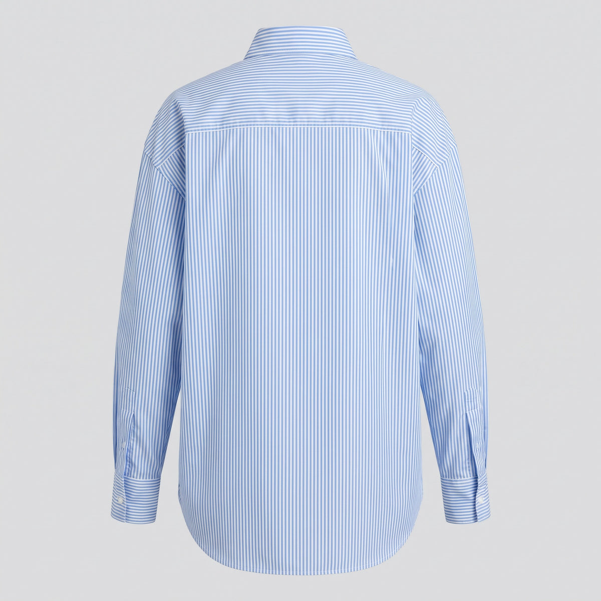 Chemise oversize en popeline rayée, bleu ciel, vue de dos — HARLOW & PINE