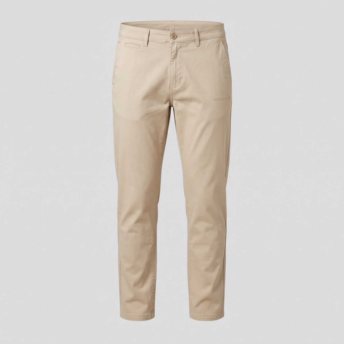 Chino coupe droite, sable, vue de face — HARLOW & PINE