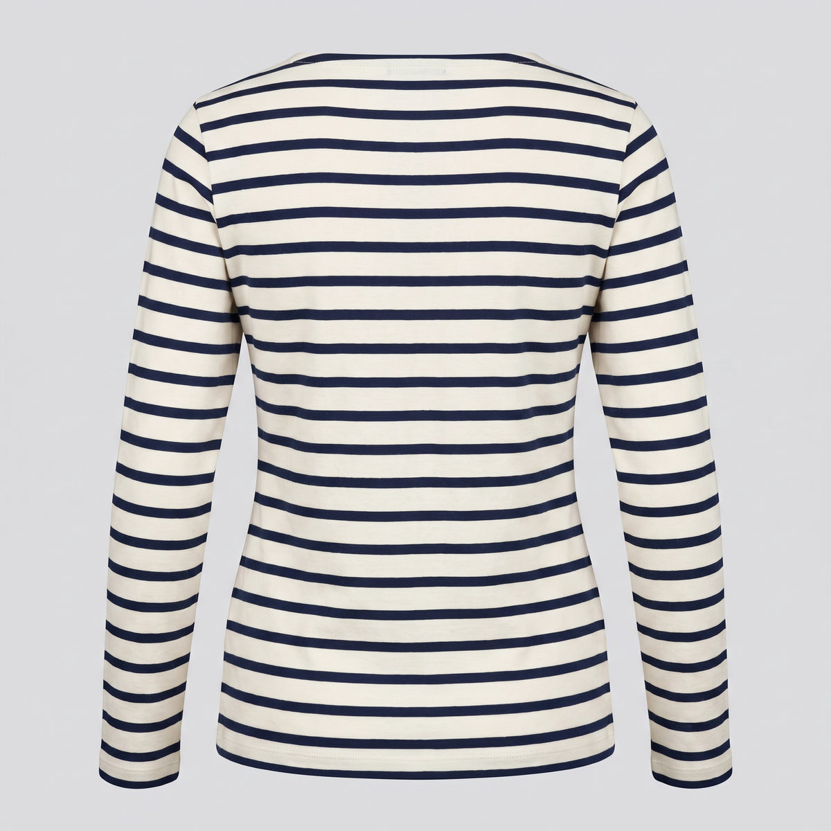 Marinière en jersey, écru et marine, vue de dos — HARLOW & PINE