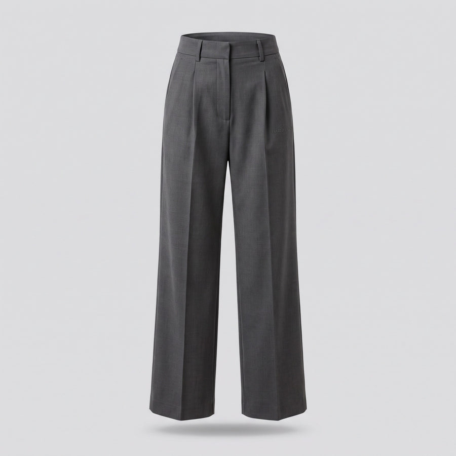 Pantalon large à pinces, anthracite, vue de face — HARLOW & PINE