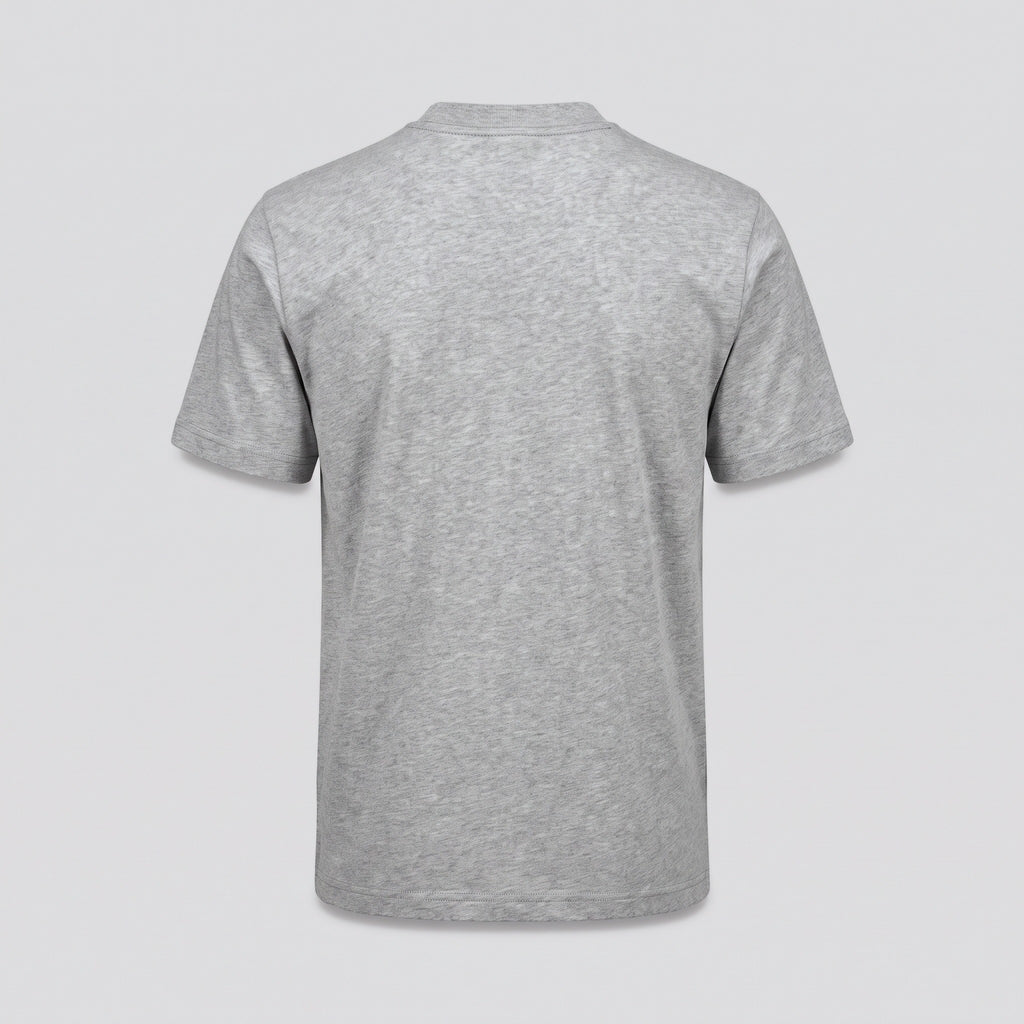 T-shirt col rond en coton épais, gris chiné, vue de dos — HARLOW & PINE